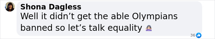 Comment on Paris Paralympics tattoo ruling discussing equality among Olympians.