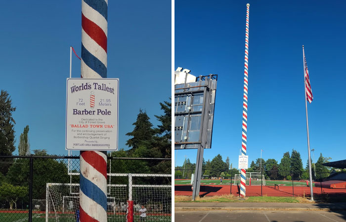 Worlds Tallest Barber Pole. Forest Grove, OR