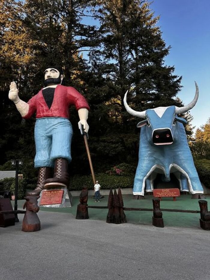 The Ever So Popular Paul Bunyan And His Blue Ox Off Highway 101 In Klamath, California