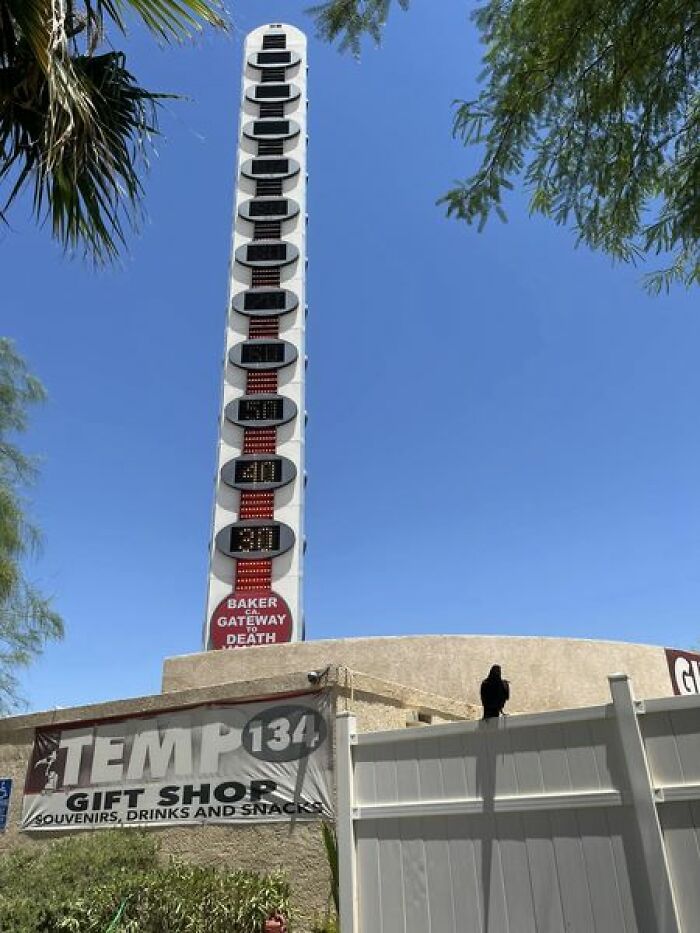 Tallest Thermometer! Record Was 134 Degrees! - Baker, CA