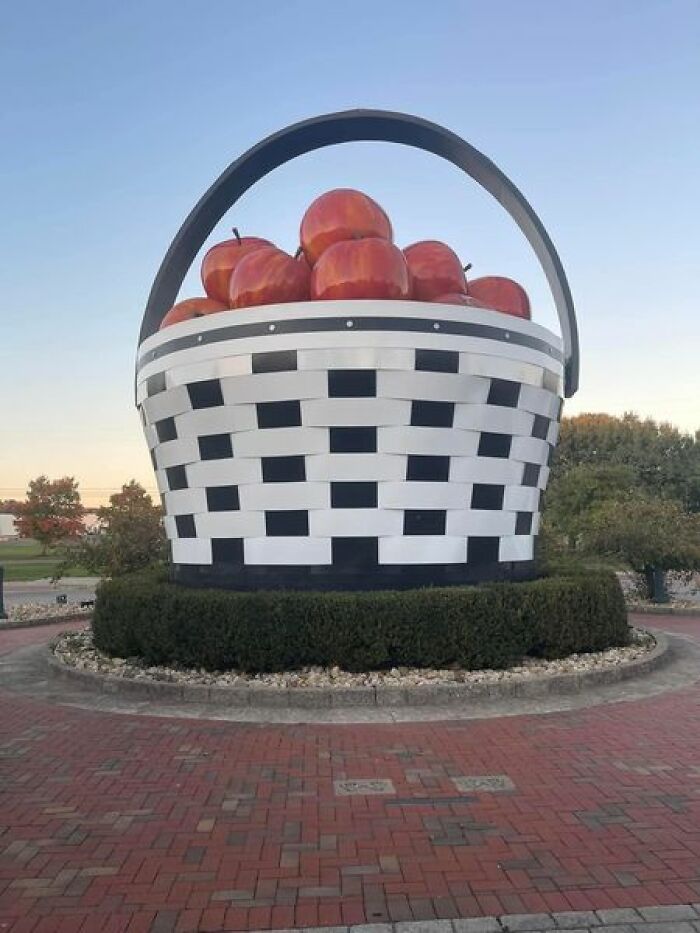 A Huge Basket, 20 Feet Tall, Filled To Overflowing With Large, Apples. Located On Longaberger Homestead Frazeysburg, OH