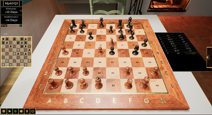 Virtual chess game in progress on a wooden board, showcasing chess as an all-time favorite game among gamers.