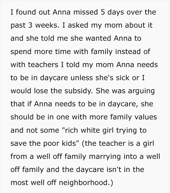 Mom Forced To Hire Babysitter As Grandma Jealous Of Teacher Stopped Sending Kid To Daycare