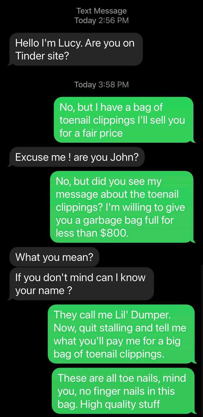 I’ve Decided To Answer All Obvious Spam Texts Something Toe-Nail Related