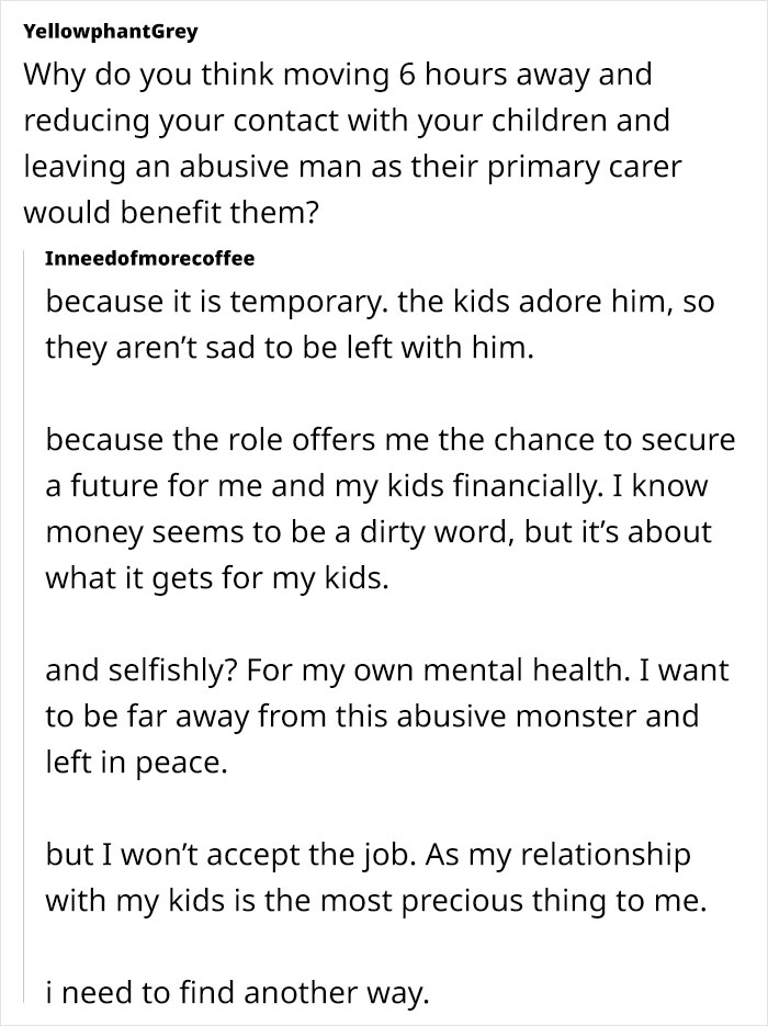 Mom Gets Promotion That Requires Moving Away, Considers Leaving Kids With Abusive Ex Mom Gets Promotion That Requires Moving Away, Considers Leaving Kids With Abusive Ex