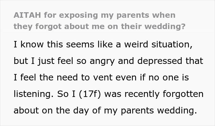 Parents Forget To Make Space For Their Youngest Daughter In Their Wedding, Get Publicly Shamed Parents Forget To Make Space For Their Youngest Daughter In Their Wedding, Get Publicly Shamed