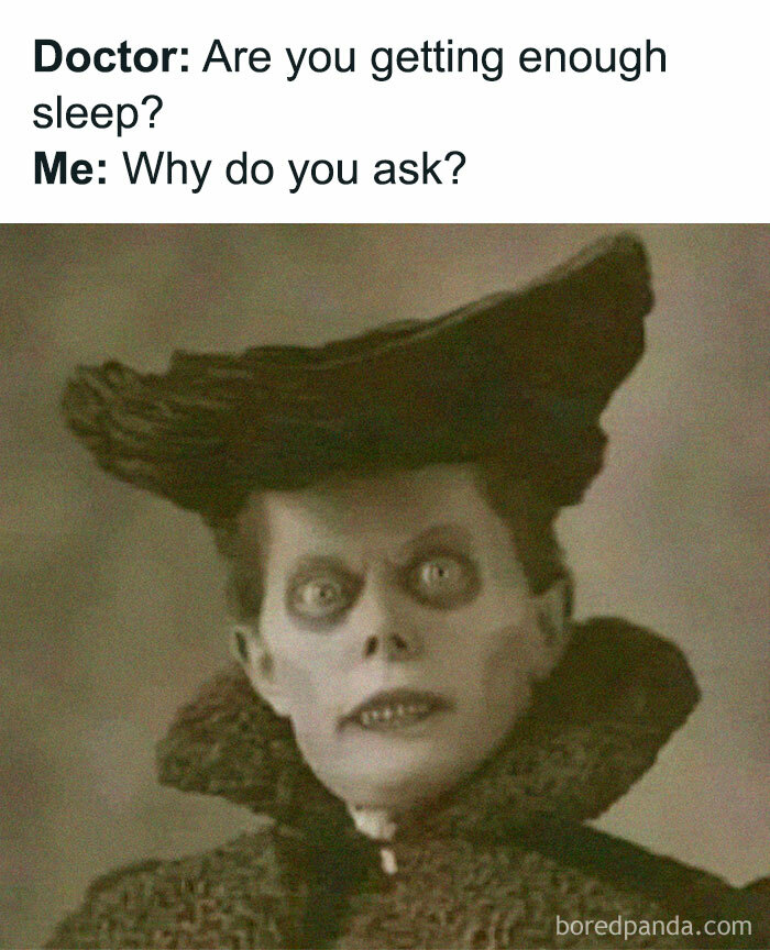 Creepy vintage photo with humorous sleep meme text for a good laugh.