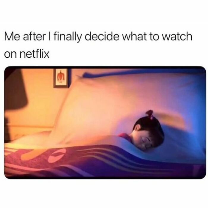 Person sleeping in bed after deciding what to watch on Netflix.