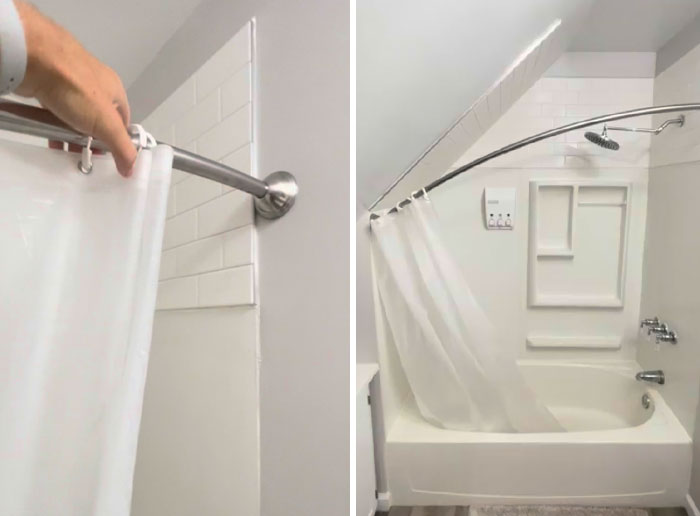 Shower Curtains Falling At An Airbnb We Are Staying At