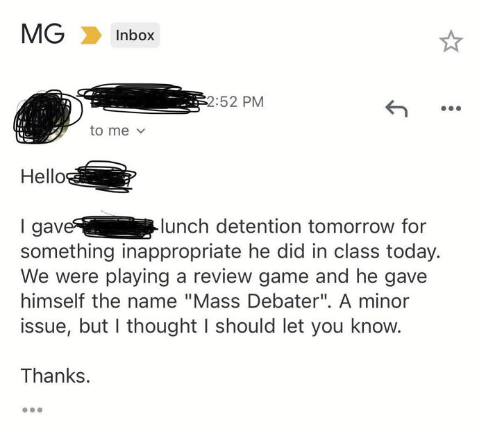 An Email From My 15-Year-Old Son's Teacher That I Received Today