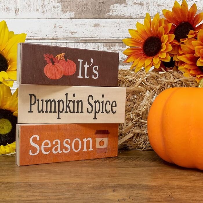 Basic? Maybe. But Also Delicious. Celebrate Your Love For All Things Pumpkin Spice With These Festive Wooden Block Signs