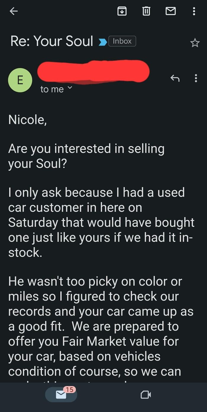 The Dealership I Bought My Car Sends Me Emails Wanting Me Trade In. However They Really Need To Add The Word "Kia" To Their Emails