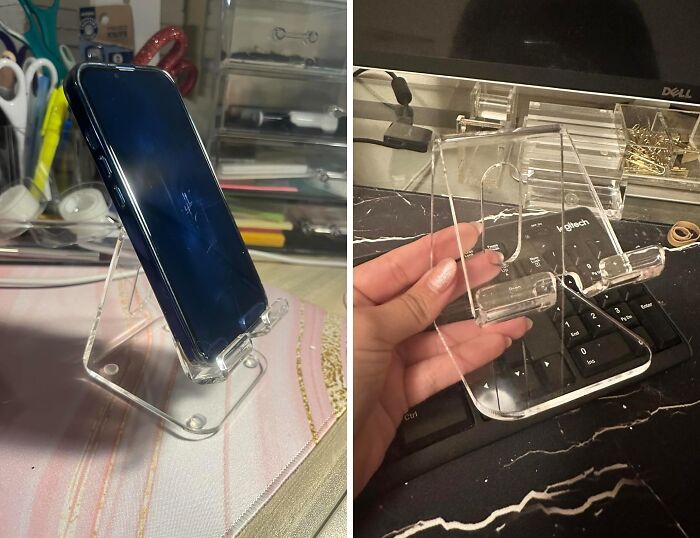  Acrylic Cell Phone Stand Offers A Way To Keep Your Notifications In Sight Without Craning Your Neck Like A Giraffe