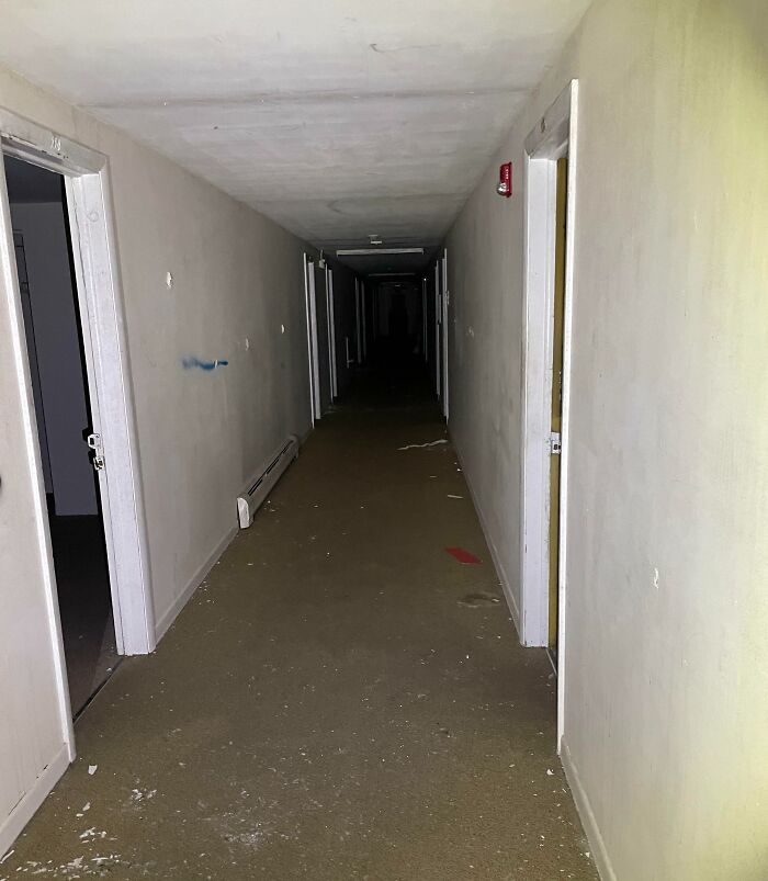 Dark Hallway In An Abandoned Building