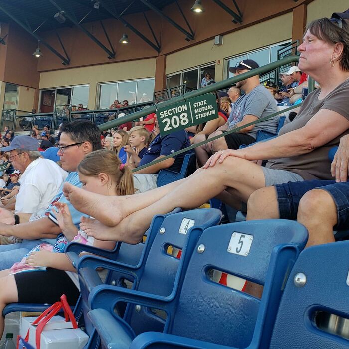 Imagine Going To A Baseball Game And Having Feet Beside Your Face
