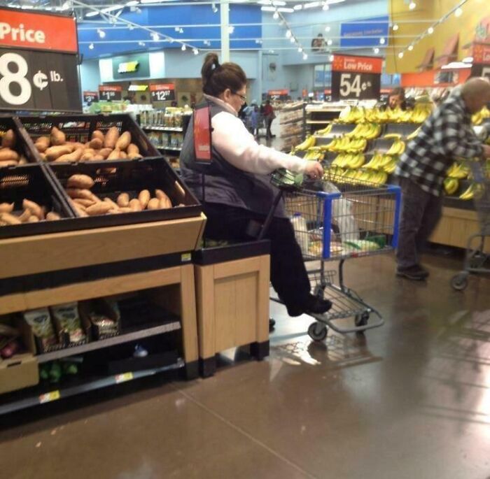 This Lady Resting On The Apples At Walmart