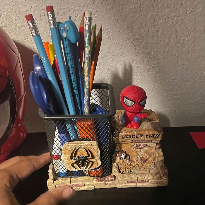 Your Desk Is About To Get A Whole Lot More Heroic With This Spiderman Pen Holder