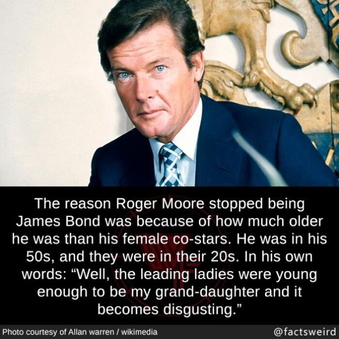 Roger Moore stopped playing James Bond due to the age gap with his much younger female co-stars, a fun fact shared.