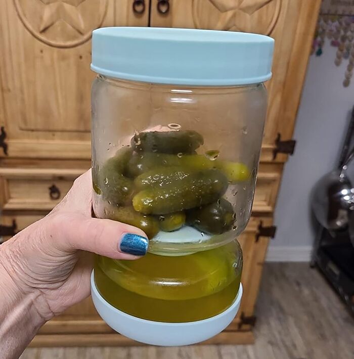 This Glass Pickle Jar Is A Snacking Game-Changer - No More Fishing For Pickles In A Pool Of Brine!