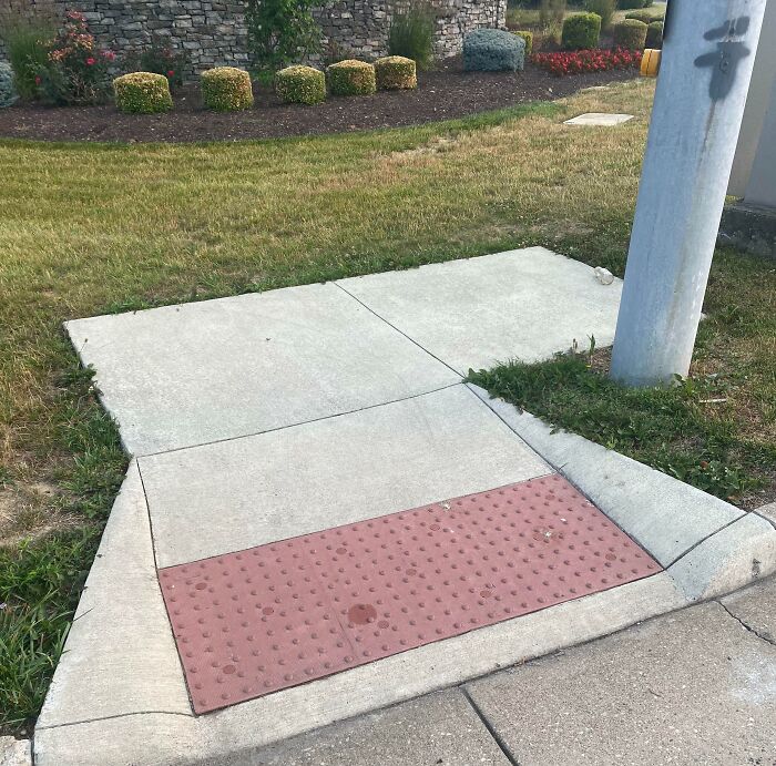 After You Cross The Road In Some American Cities, You Get This. No Sidewalk On The Other Side. Why