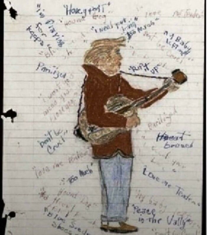 A Drawing Of Elvis Presley By A Young Jimi Hendrix After Seeing Him In Concert, 1950s