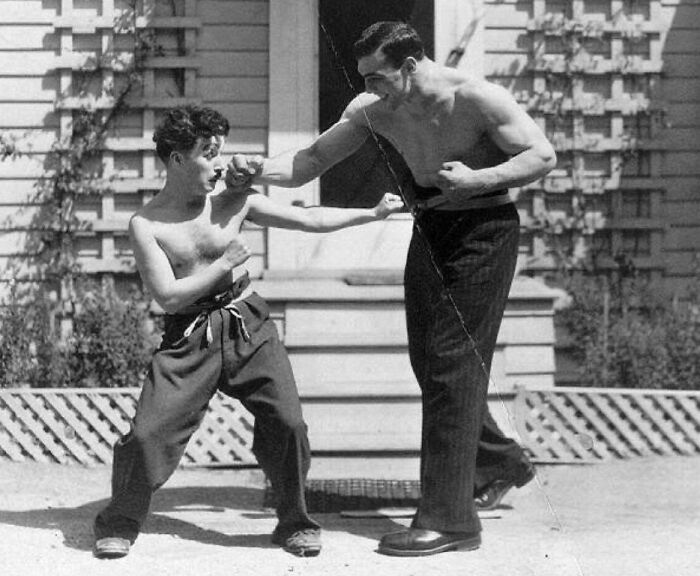 Charlie Chaplin And Italian Boxer Primo Carnera, 1930