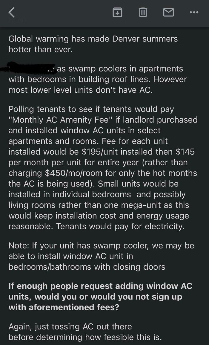 Has My Landlord Lost It, Or Am I Missing Something? Almost $2,000 A Year For Window Air Conditioners On Top Of The Electric Bill?
