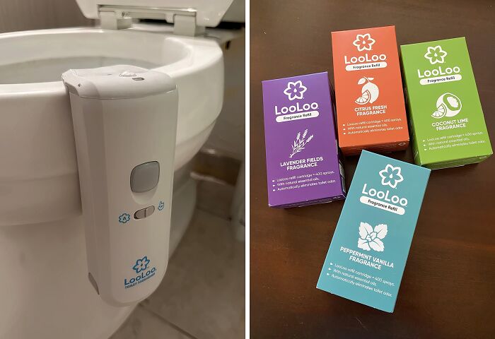 Bathroom Smells Got You Feeling Like You're In A Porta-Potty At A Music Festival? This Touch Free Toilet Freshener Will Have Your Bathroom Smelling Like A Spa Instead