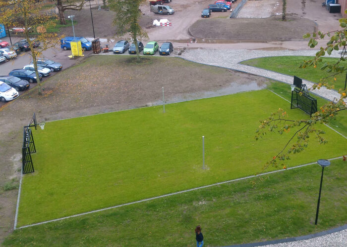 Our School Built A New Sports Area On Grass. Can’t Wait To Play Basketball On That