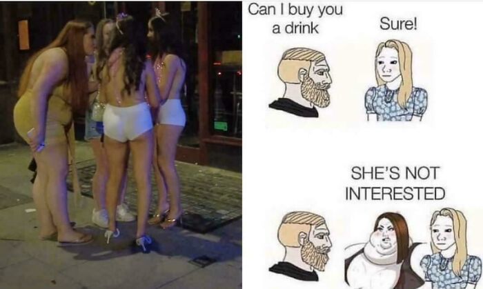 A group of women talking outside; comic shows a clueless misogynist getting shut down in conversation.