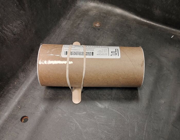 A Customer Mailed This Tube With A Tongue Depressor Attached To Prevent It From Rolling Around