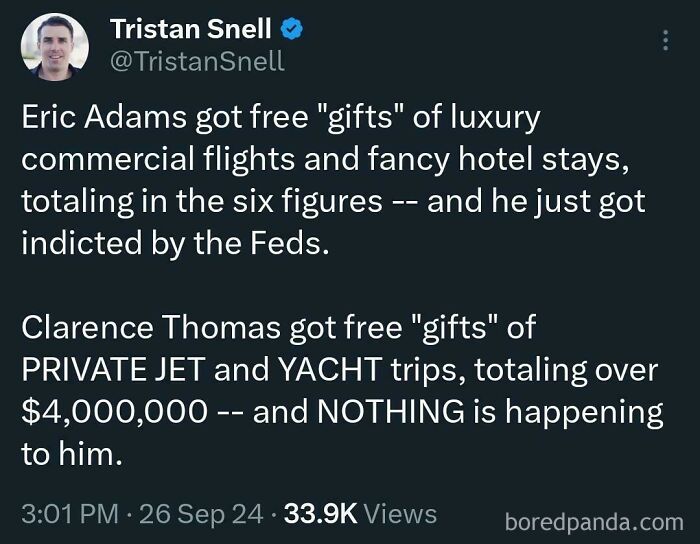 Tweet highlighting facepalm moments showing the absence of basic logic and common sense in reactions to luxury gifts controversies.