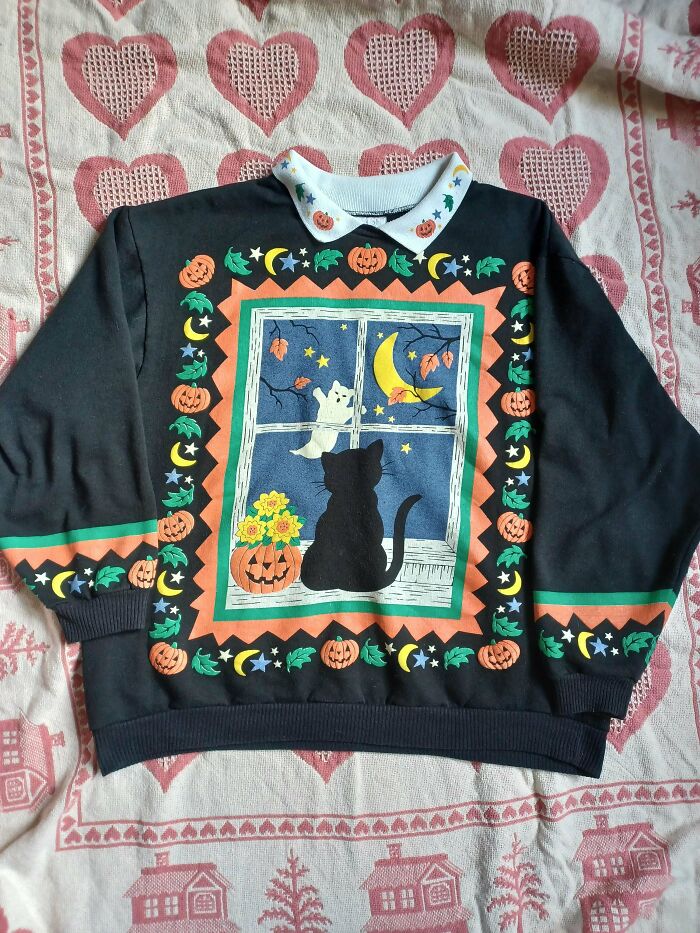 An Amazing Halloween Sweater Rescued From The Bins...and Yes, It's Double Sided