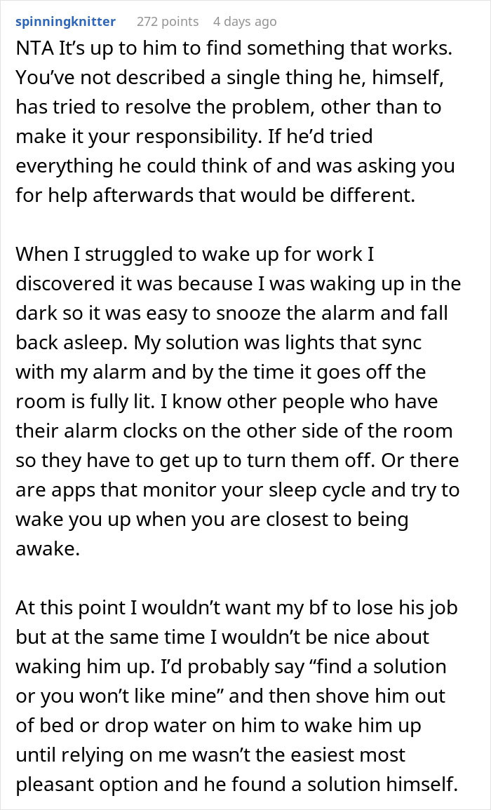 Woman Refuses To Wake BF Up In The Morning, He Almost Loses His Job Over It