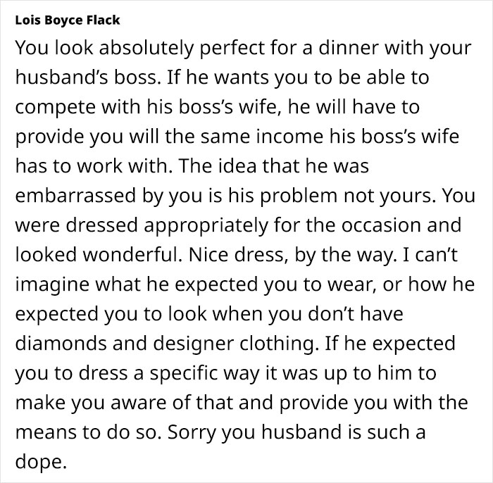 &ldquo;My Husband Said I Embarrassed Him With My Look At Dinner With His Boss&rsquo; Family&rdquo;