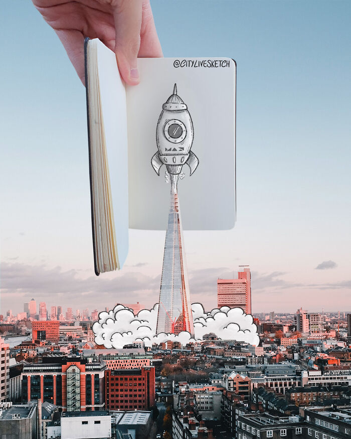 Artist Creates Mind-Bending Photographs By Blending Drawings With Reality