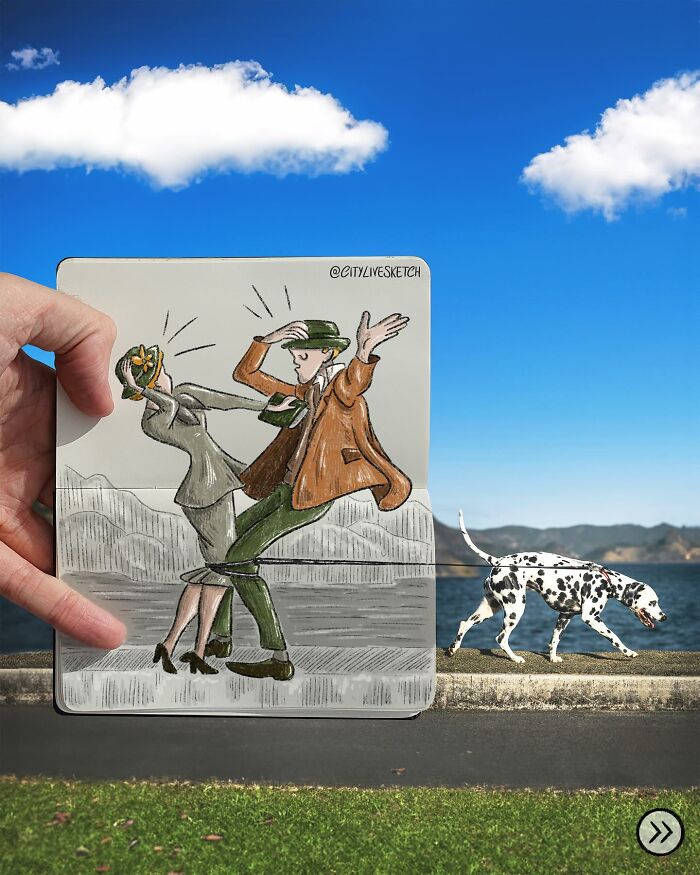 Artist Creates Mind-Bending Photographs By Blending Drawings With Reality