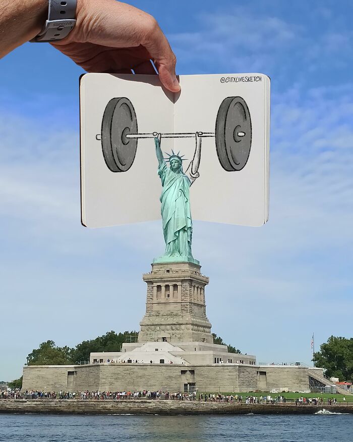 Artist Creates Mind-Bending Photographs By Blending Drawings With Reality