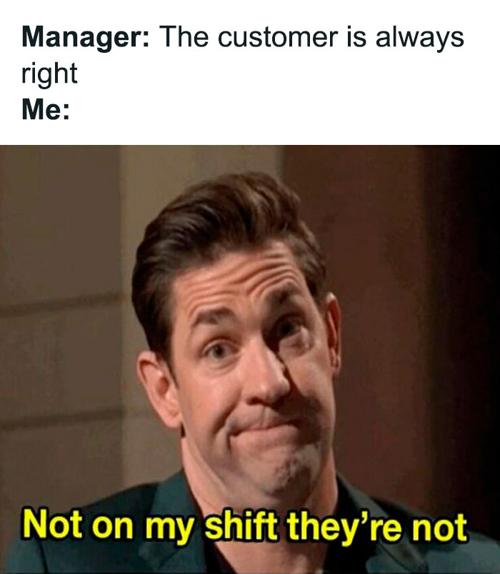 Man with skeptical expression reacting to manager's claim, humor related to funny work memes about hectic workweeks.