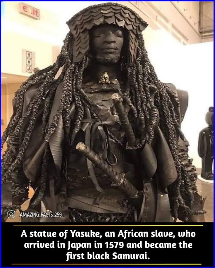 Statue of Yasuke, the first black Samurai, representing interesting and fascinating historical facts shared on Amazing Facts.