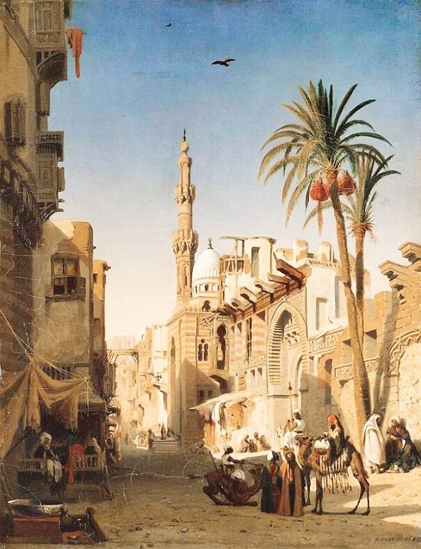 01 Painting By Orientalist Artists. Prosper Marilhat's Ezbekiyah Street In Cairo, With Footnotes, #92 01 Painting By Orientalist Artists. Prosper Marilhat's Ezbekiyah Street In Cairo, With Footnotes, #92