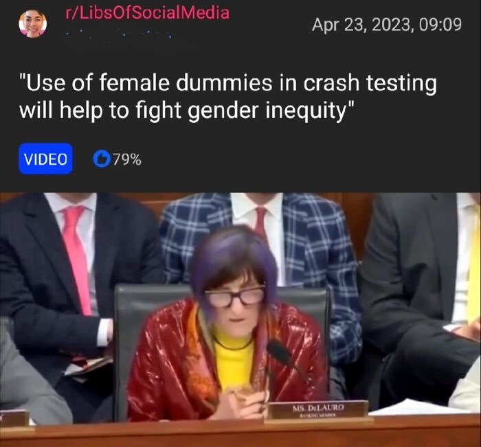 It's Not Like A Women Is 72% More Likely To Be Seriously Injured And 17% More Likely To Die In A Car Crash