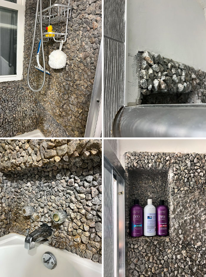 Oh My God, The Airbnb Bathroom Is Tiled With Rocks