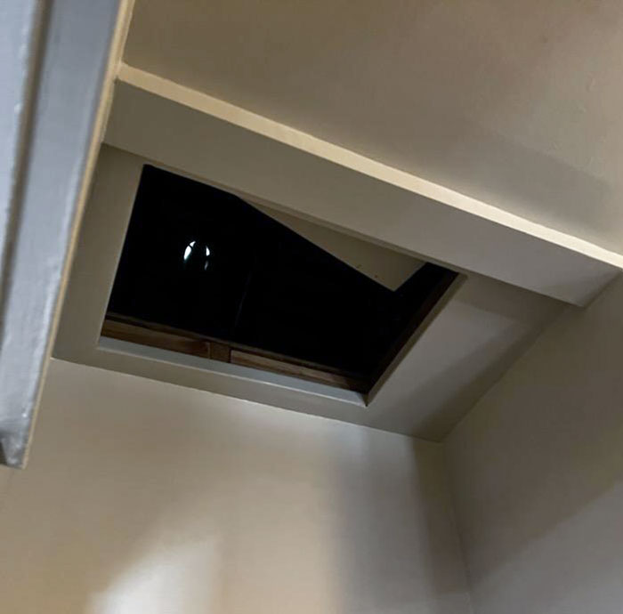 Staying In An Airbnb. I Woke Up This Morning To Find The Cover To Access The Attic Completely Moved