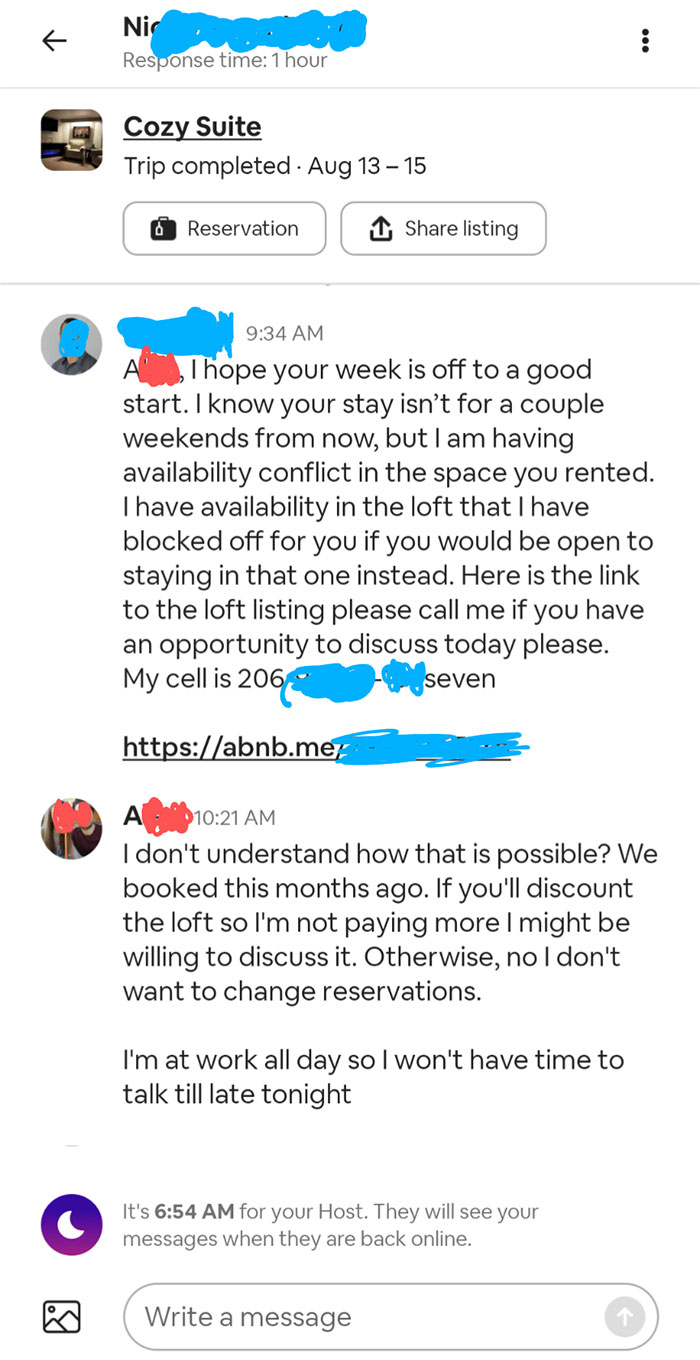 If You Needed Another Reason To Hate Airbnb. 2 Weeks Before Our Reservation Our Hosts Tells Us He Over-Booked 