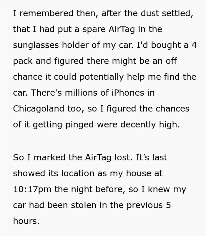 &ldquo;Tracked Down My Stolen Car With An AirTag And It Was One Of The Most Ridiculous Days Of My Life&rdquo;