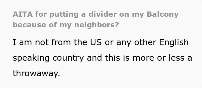 Woman&rsquo;s Effort To Create Privacy On Balcony Sparks Outrage From Very Social Neighbors