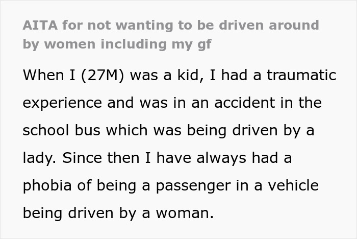Man Excuses His Misogynistic Behavior With His Childhood Trauma, GF Tells Him To Get Over It Man Excuses His Misogynistic Behavior With His Childhood Trauma, GF Tells Him To Get Over It