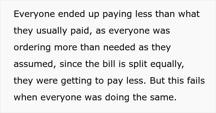 Guy Starts Ordering A Lot Of Food After Coworkers Refuse To Stop Splitting The Bill