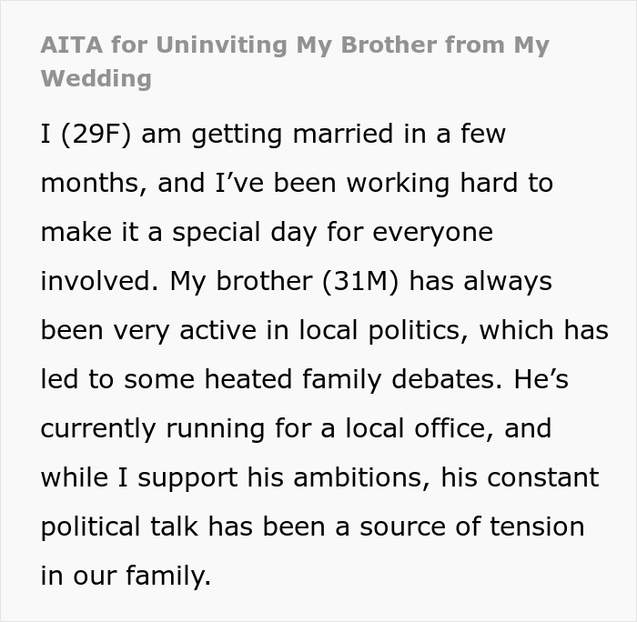 Man Ruins Sister&rsquo;s Bridal Shower, Gets Upset She Won&rsquo;t Let Him Ruin Her Wedding Too